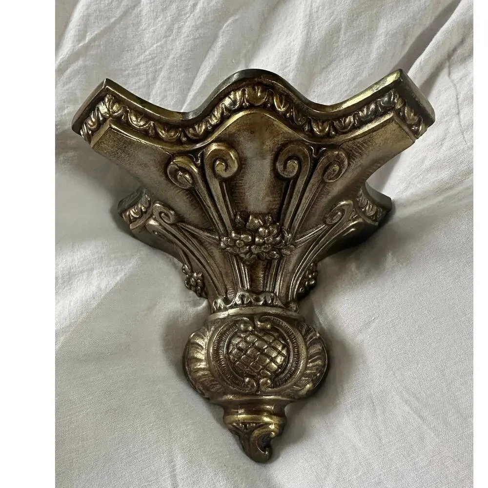 Italian Style Gilded Ornate Bracket Accent Wall Shelf Mid Century sconce